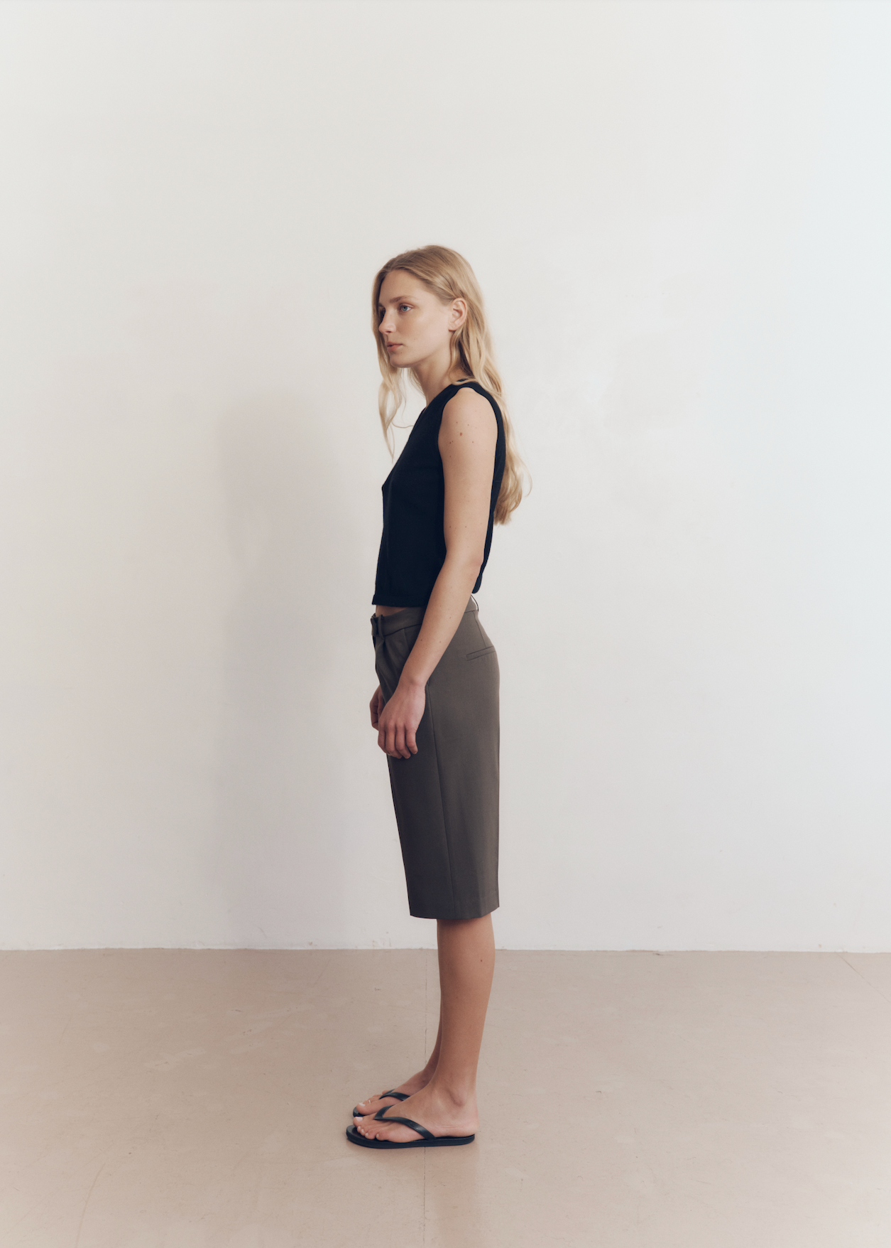 Model wearing Renee Shorts in Taupe — low rise light weight women's shorts, All My Love