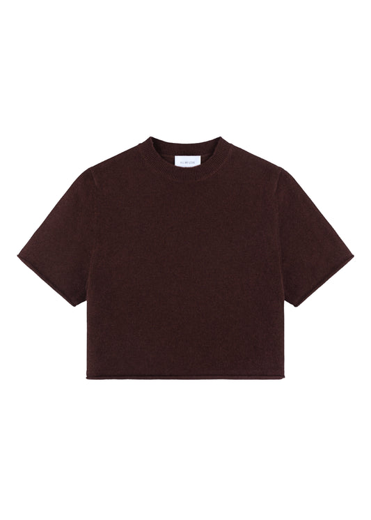 Ava Top in Espresso — cashmere top, front view, All My Love