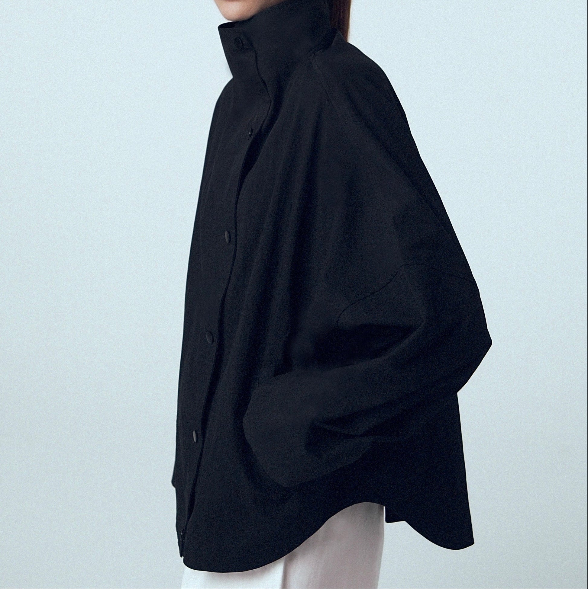 Black women's shirt jacket oversized lightweight