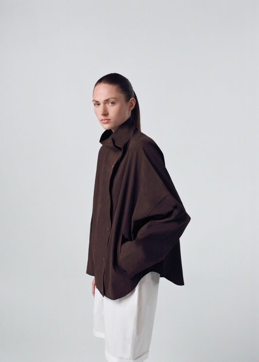 Women's oversized shirt jacket lightweight brown