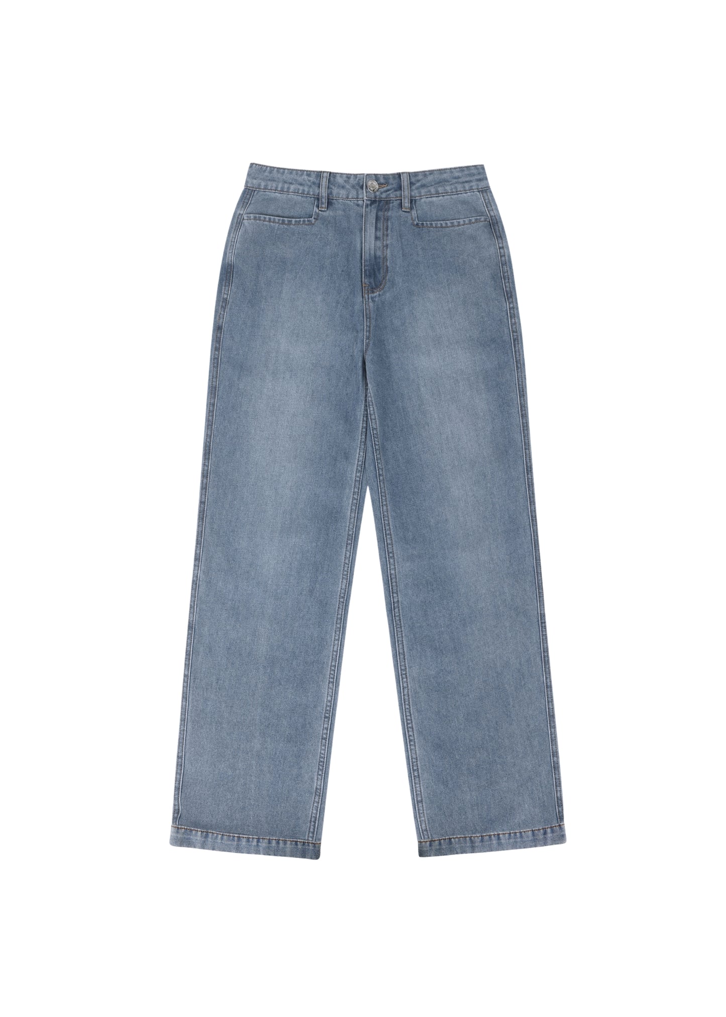 Dani Jeans in Coastal Blue — low rise women's jeans, front view, All My Love