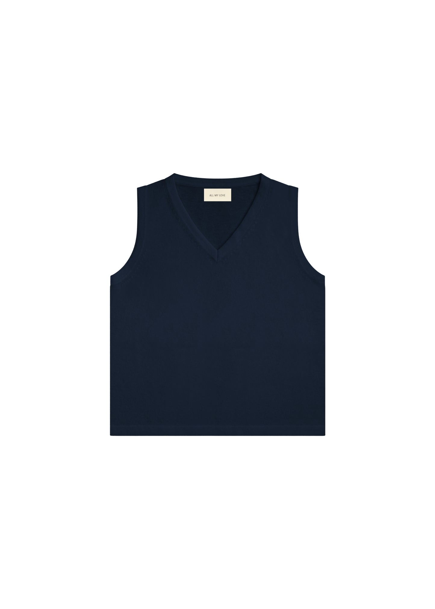 Emily Top in Navy — cashmere tank, front view, All My Love