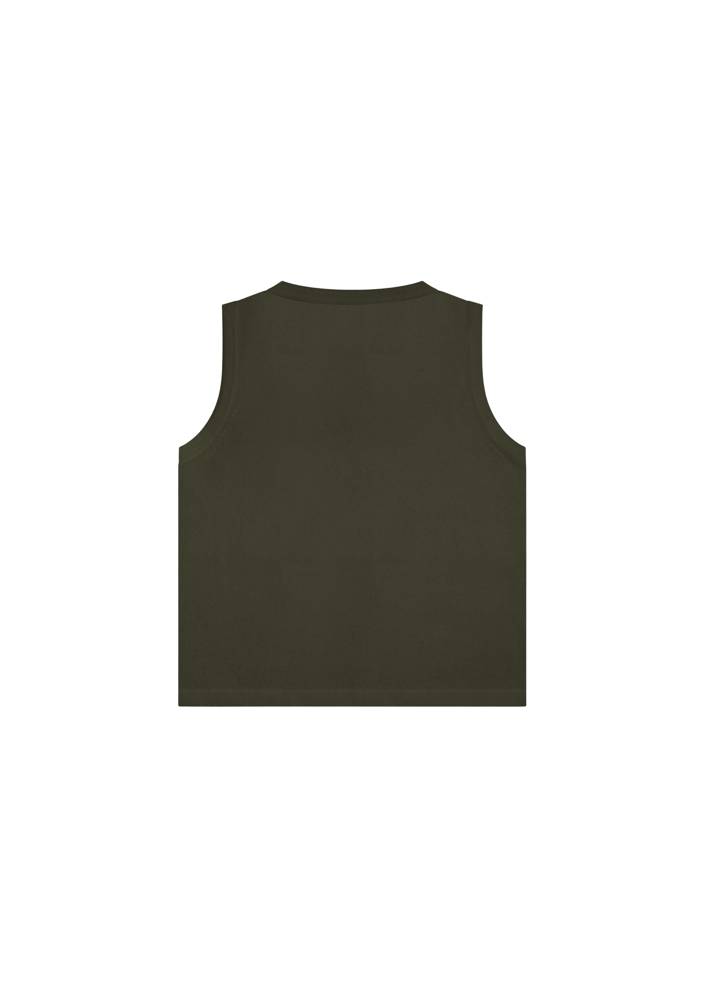 Emily Top in Olive — cashmere tank, back view, All My Love