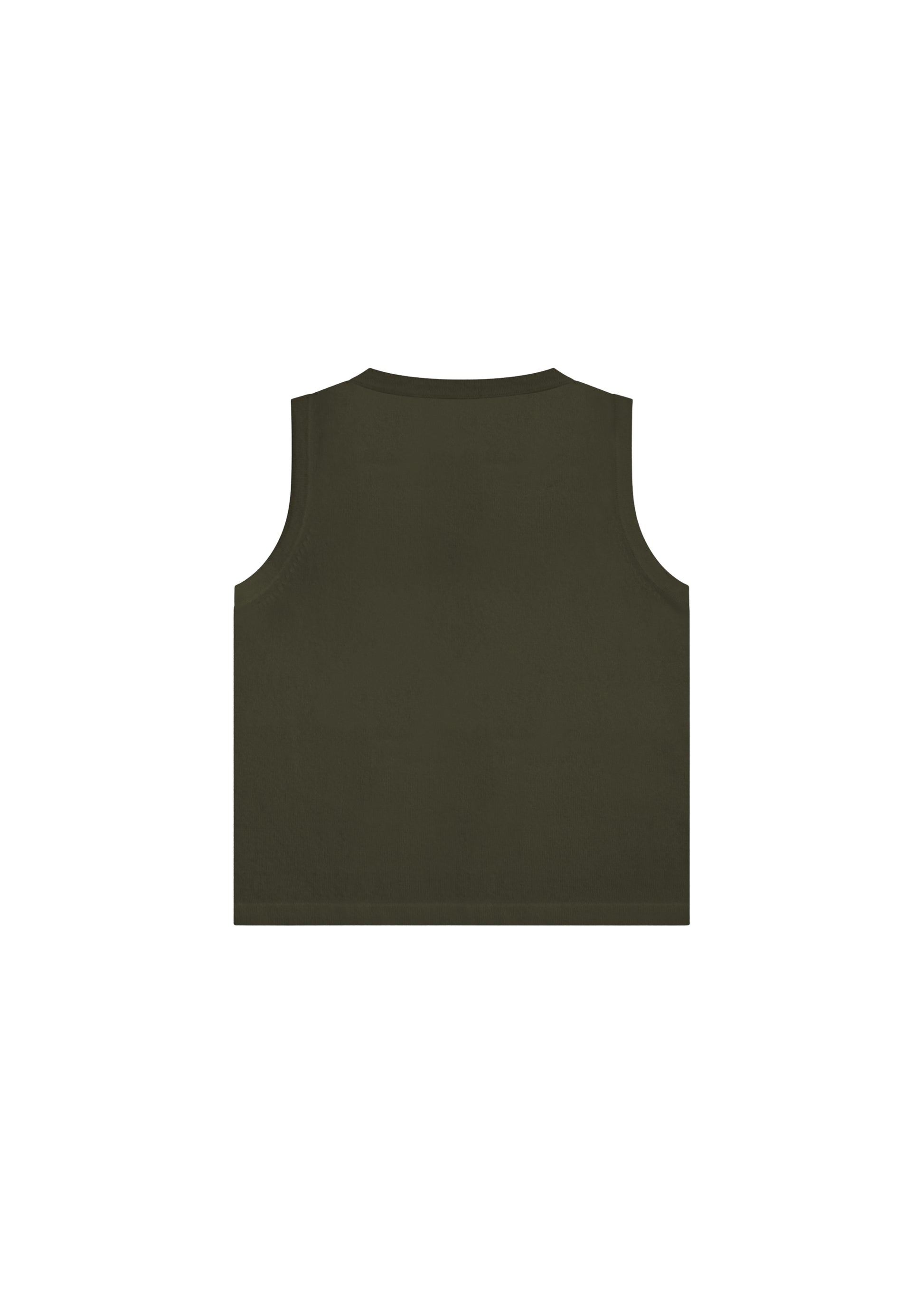 Emily Top in Olive — cashmere tank, back view, All My Love