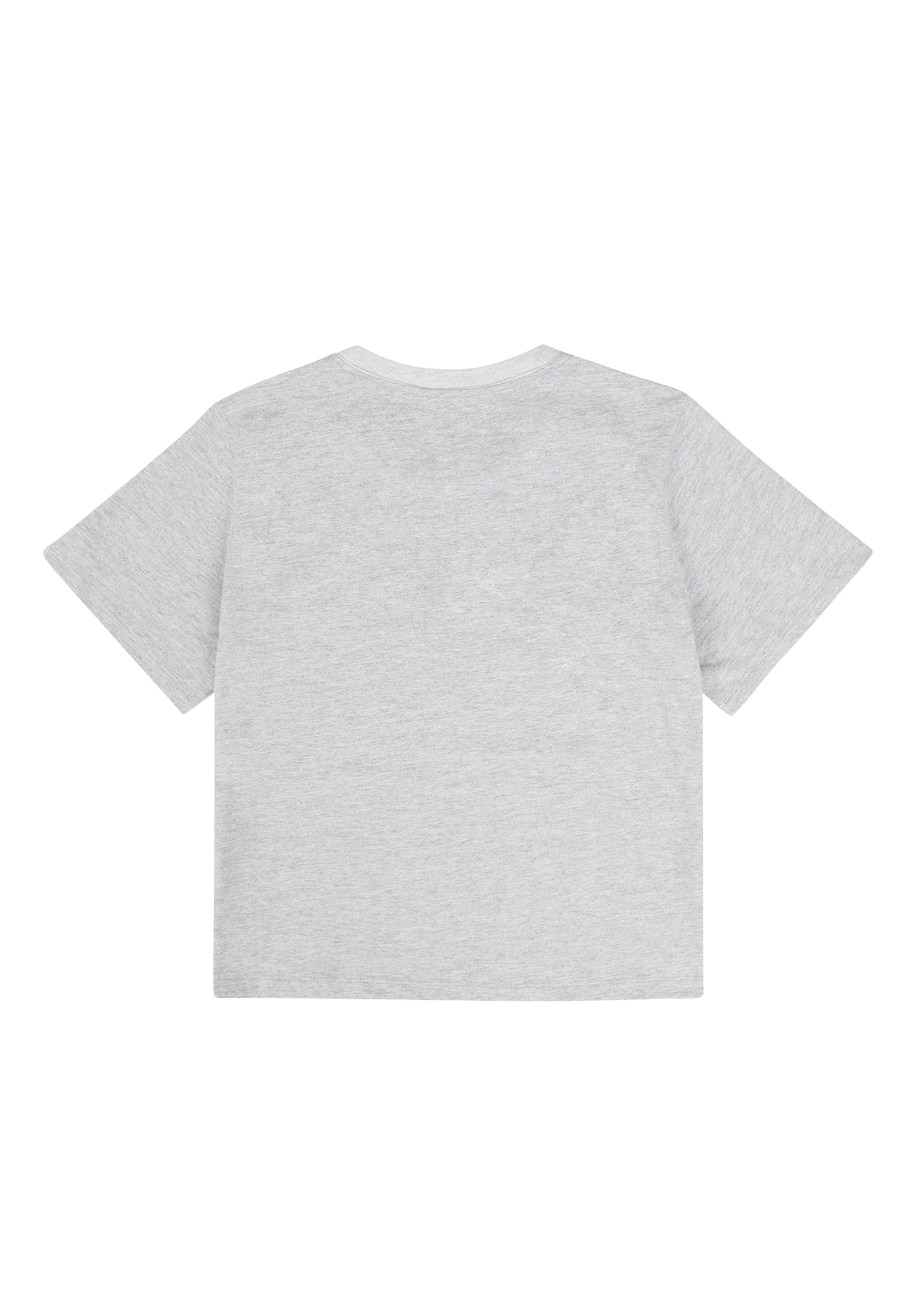 Hunter Top in Light Heather Grey — lightweight boxy cotton tee, back view, All My Love