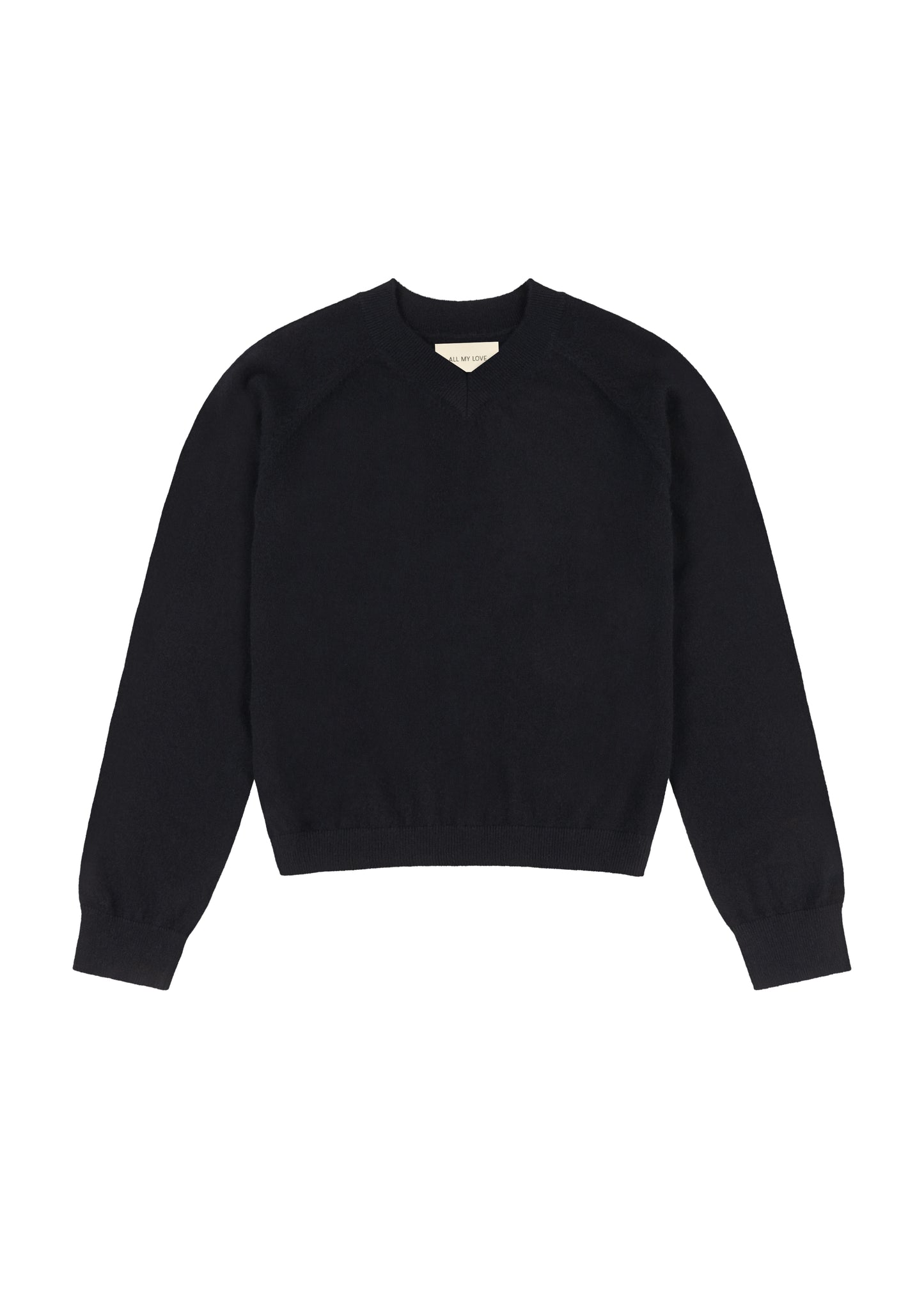 Jess Sweater in Onyx — cashmere sweater, front view, All My Love