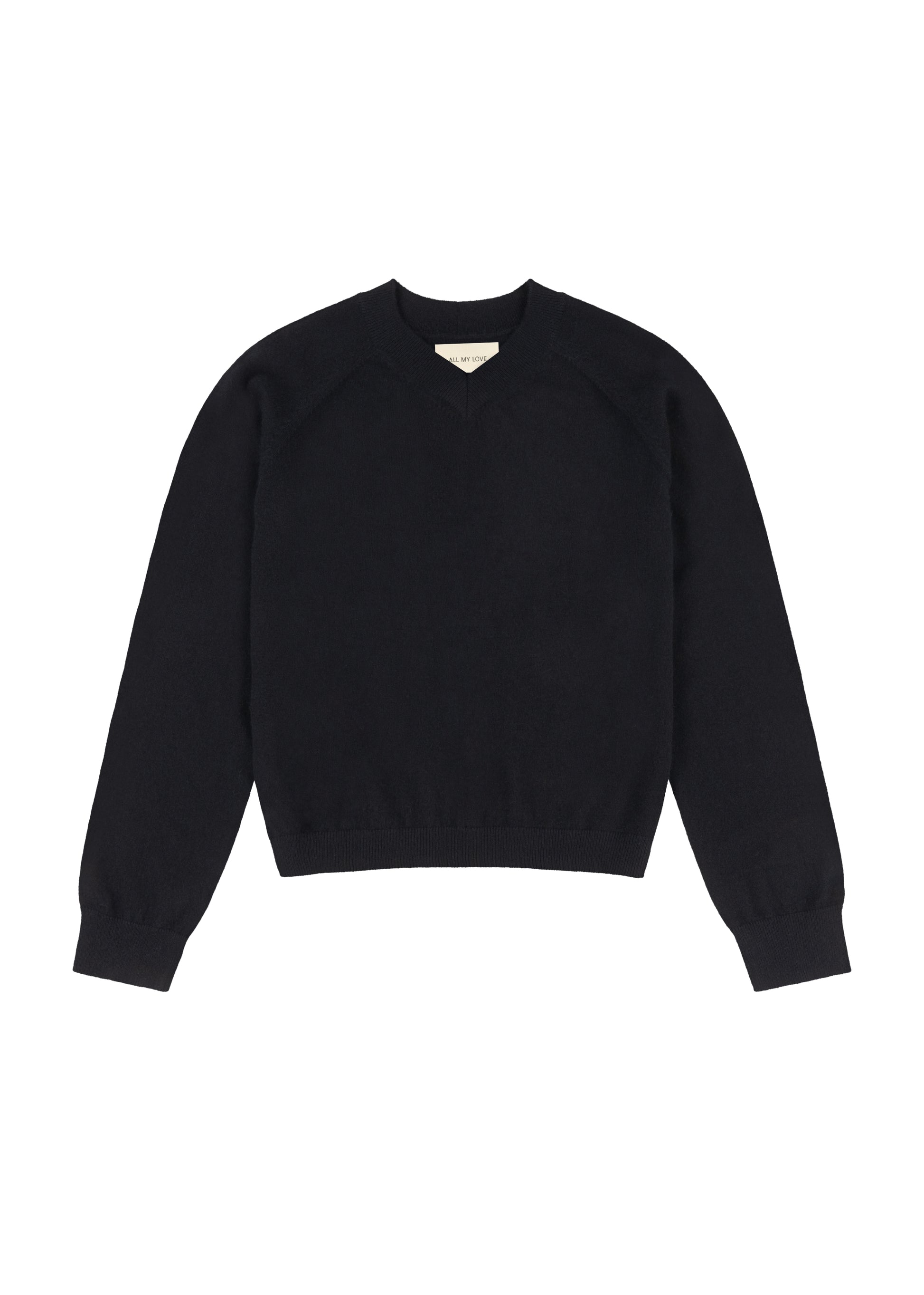 Jess Sweater in Onyx — cashmere sweater, front view, All My Love