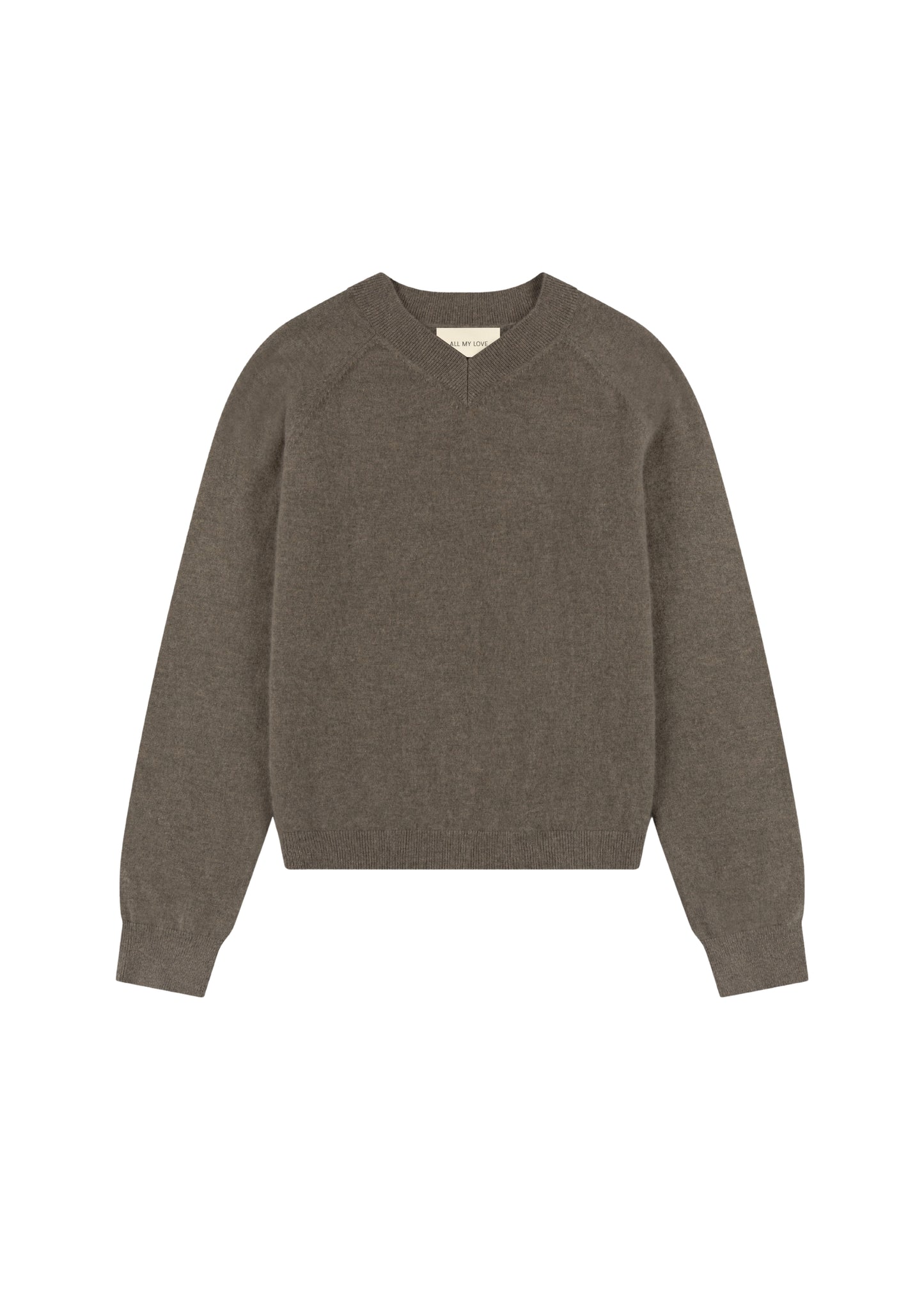 Jess Sweater in Taupe — cashmere sweater, front view, All My Love
