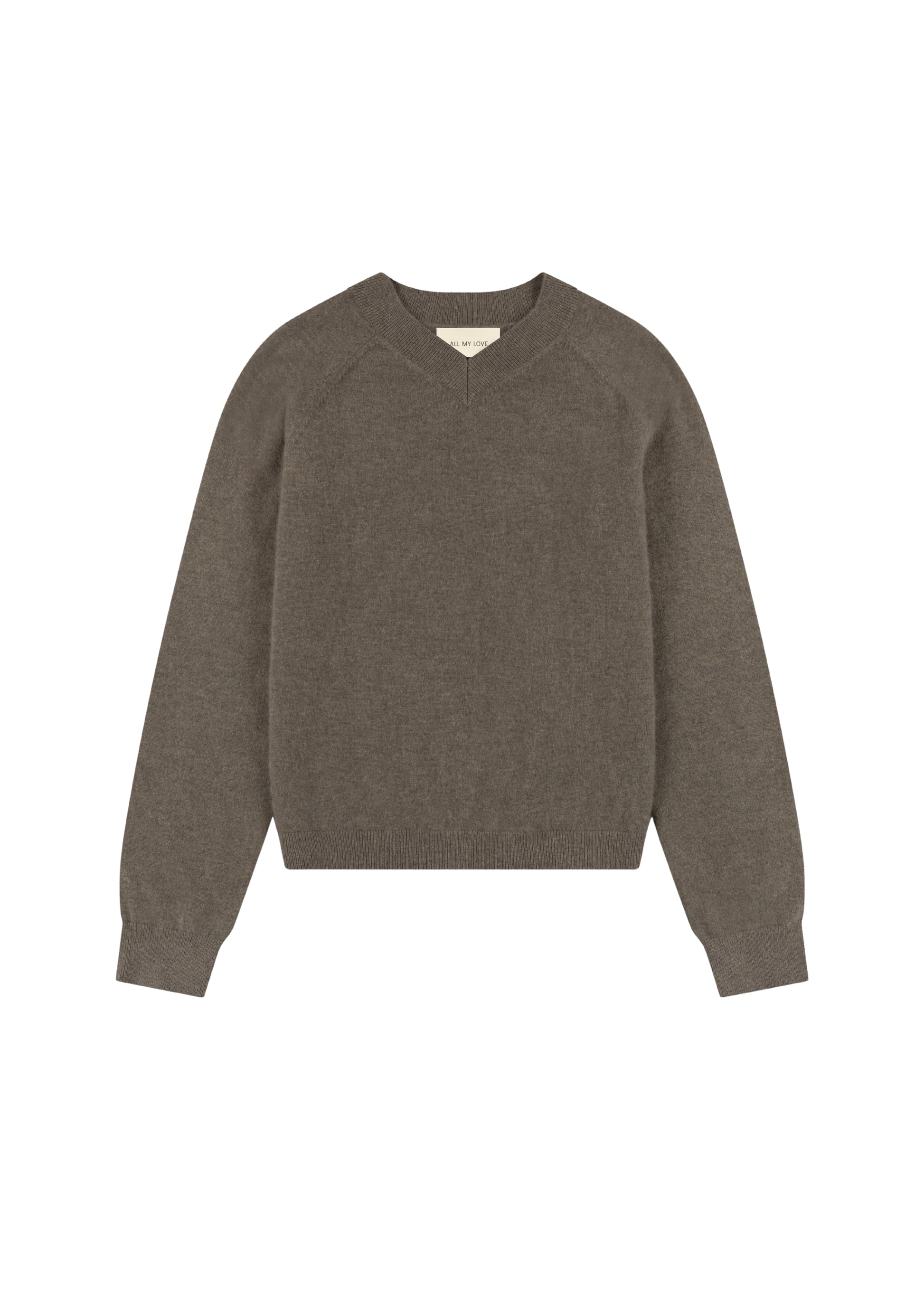 Jess Sweater in Taupe — cashmere sweater, front view, All My Love