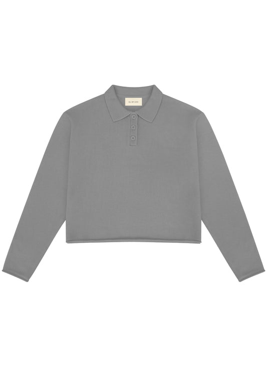 Katie Sweater in Cloud — cashmere sweater, front view, All My Love