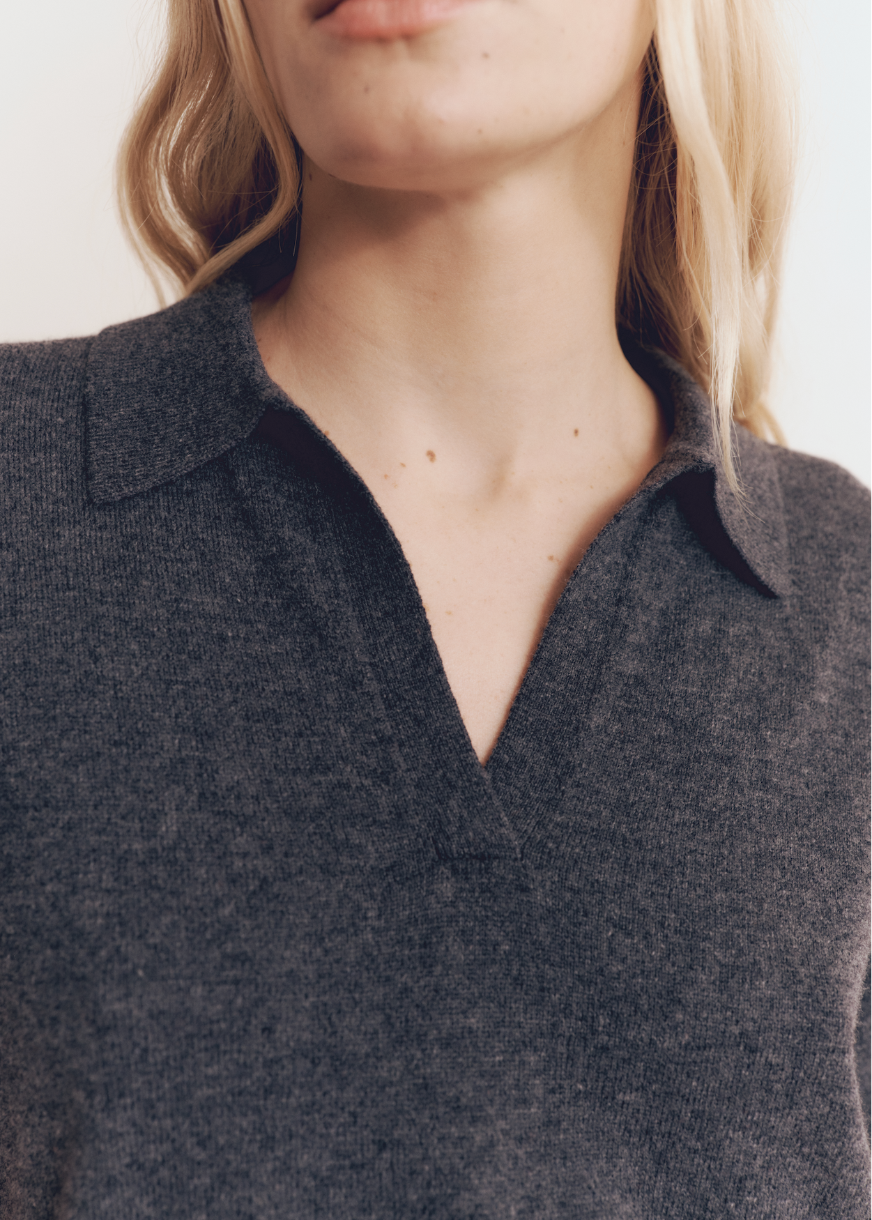 Kayla Top in Charcoal — cashmere top fabric detail, All My Love