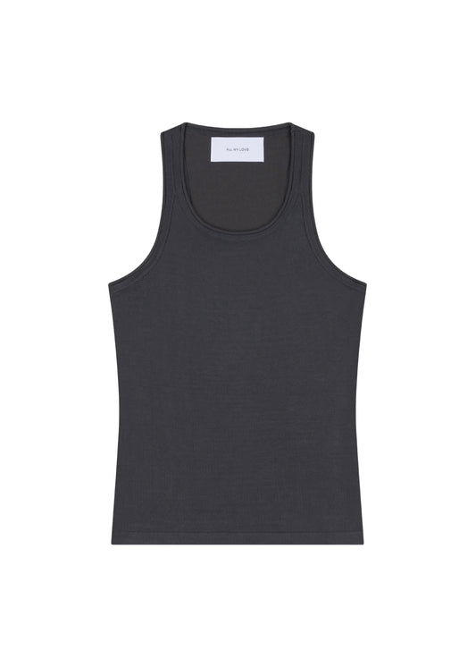 Lindsay Top in Charcoal — knit tank, front view, All My Love
