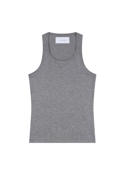 Lindsay Top in Heather Grey — knit tank, front view, All My Love