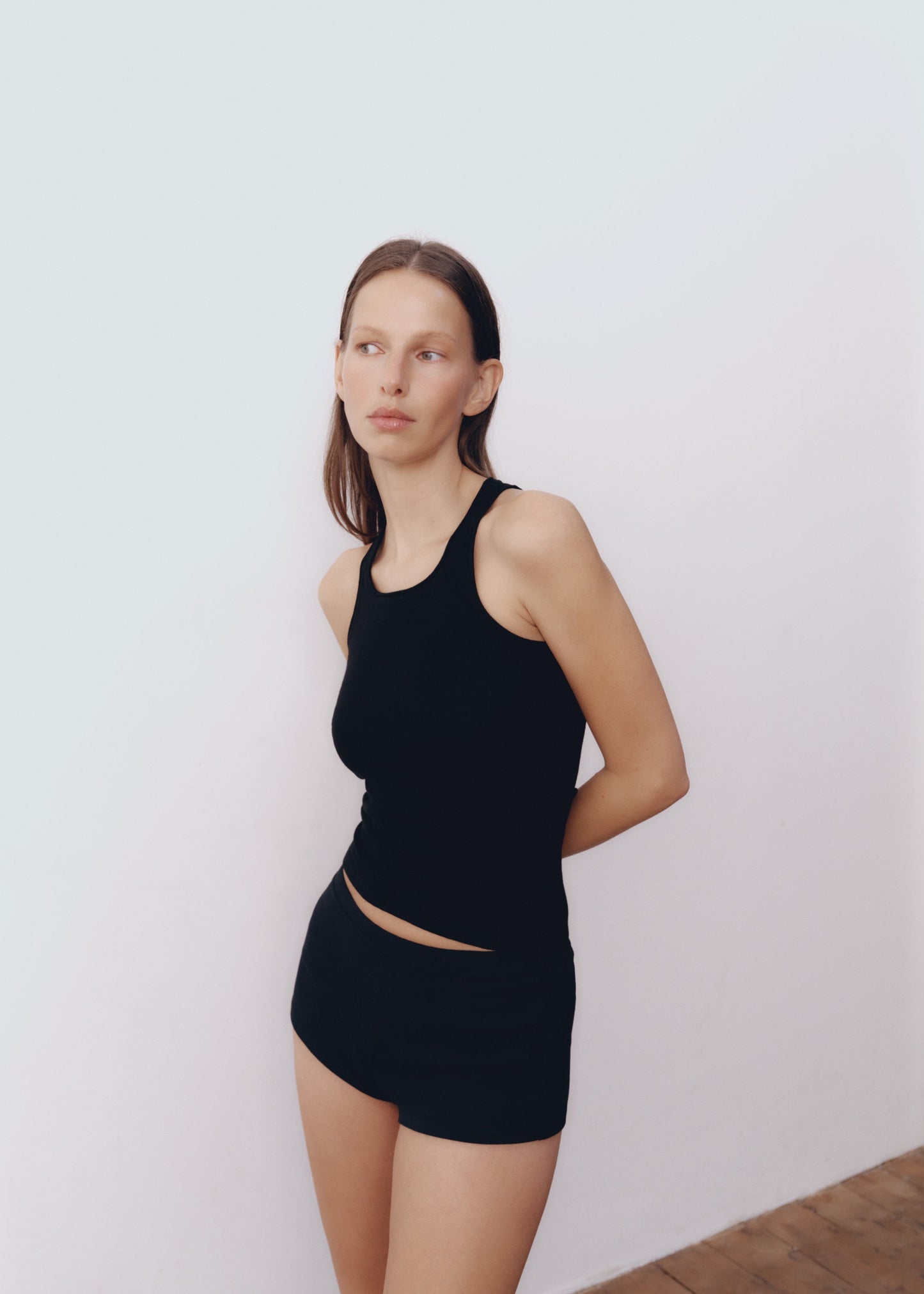 Model wearing Lindsay Top in Onyx — knit tank, All My Love