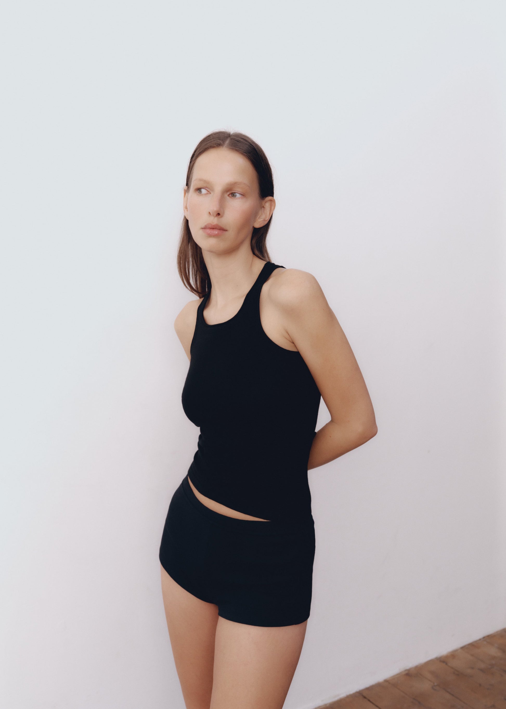 Model wearing Lindsay Top in Onyx — knit tank, All My Love