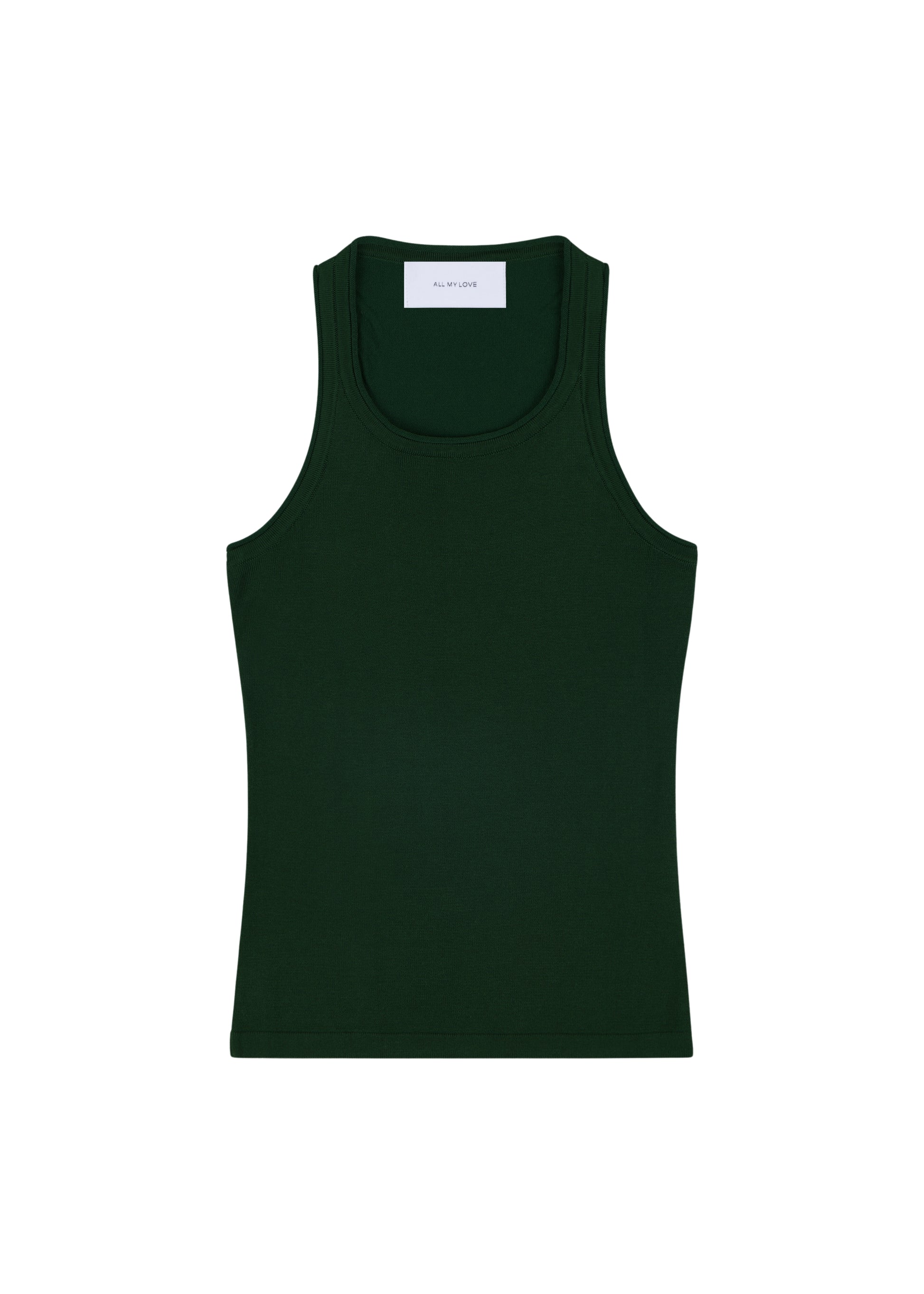 Lindsay Top in Pine — knit tank, front view, All My Love