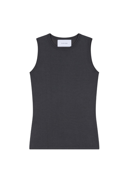 Maddie Top in Charcoal — knit tank, front view, All My Love
