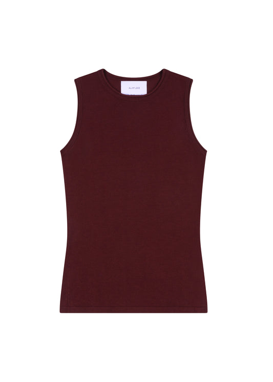 Maddie Top in Mahogany — knit tank, front view, All My Love