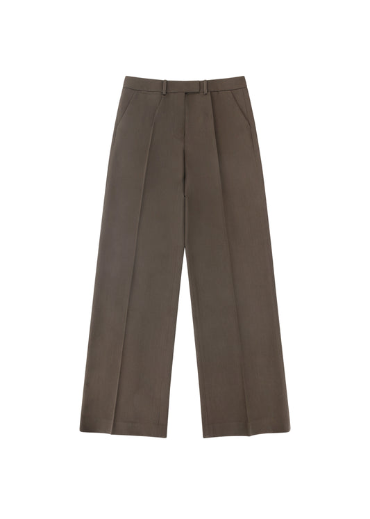 Renee Pants in Taupe — low rise light weight women's trousers, front view, All My Love
