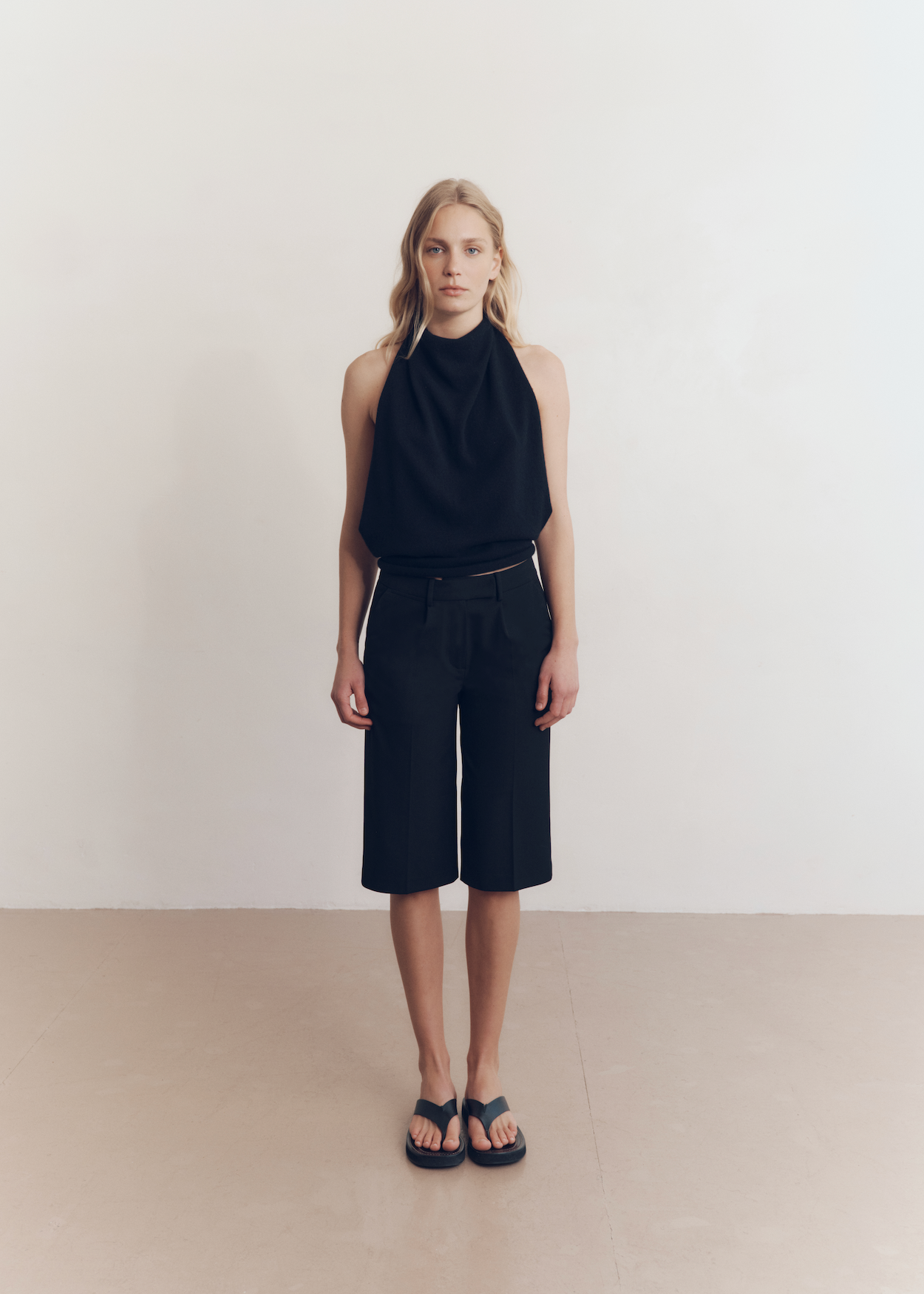 Model wearing Renee Shorts in Onyx — low rise light weight women's shorts, All My Love