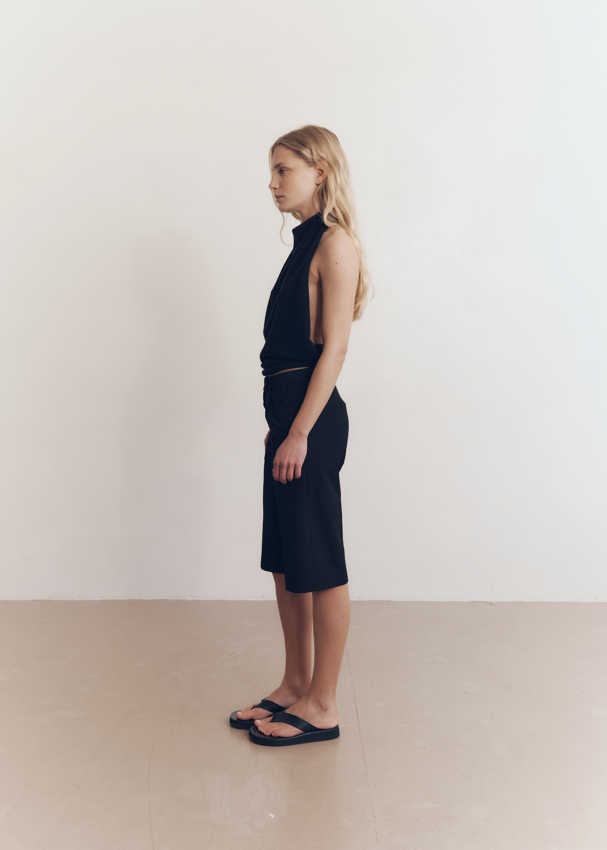 Model wearing Renee Shorts in Onyx — low rise light weight women's shorts, All My Love