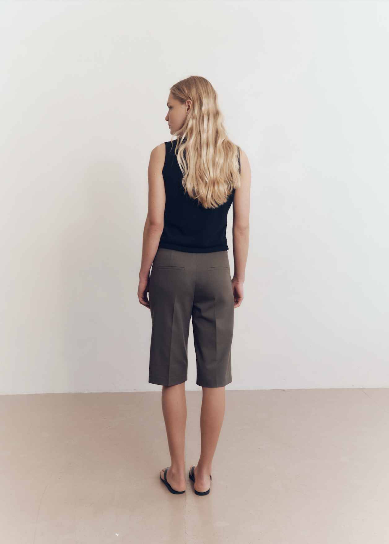 Model wearing Renee Shorts in Taupe — low rise light weight women's shorts, All My Love