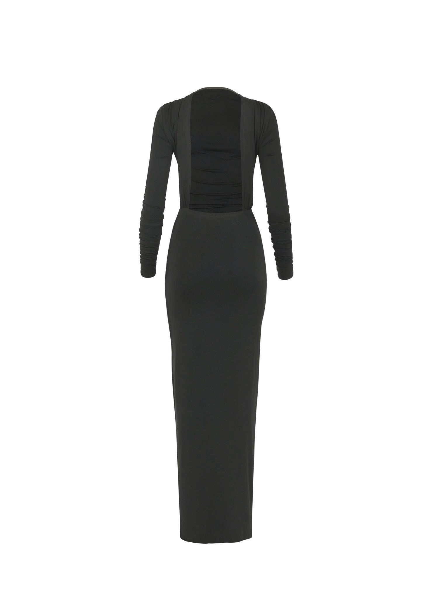 Sammy Dress in Onyx — buttery soft jersey open back long dress, back view, All My Love