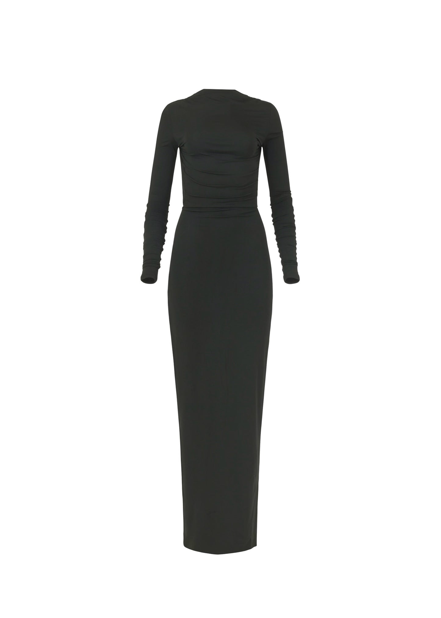 Sammy Dress in Onyx — buttery soft jersey open back long dress, front view, All My Love