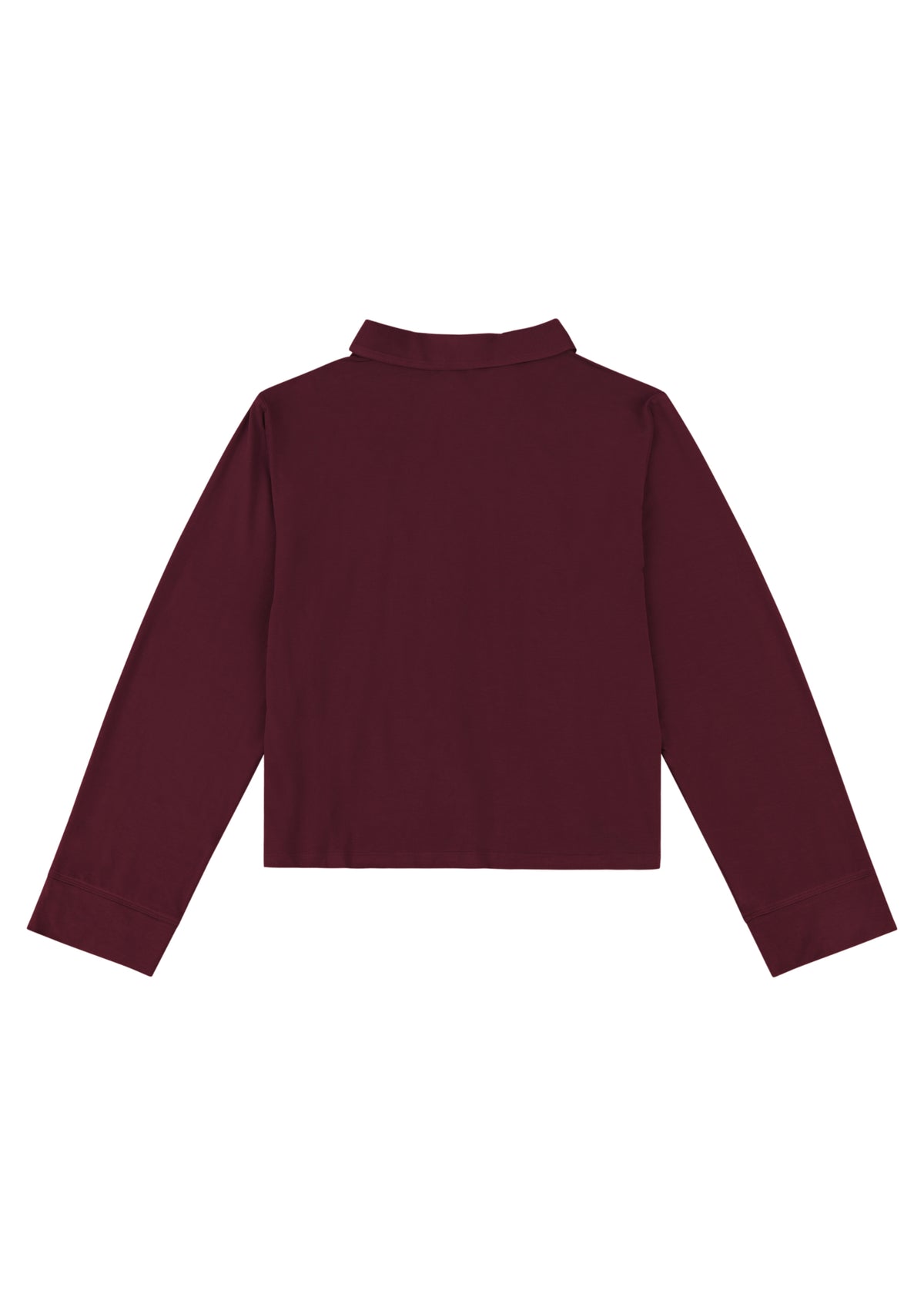 Sloan PJ Top in Cranberry — cashmere pajama top, back view, All My Love
