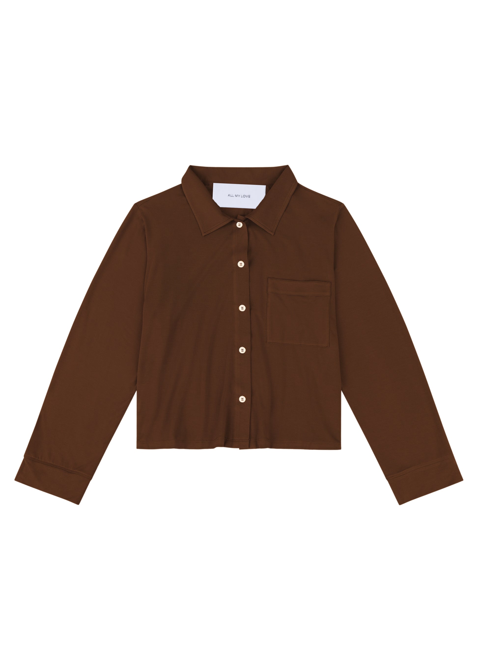 Sloan PJ Top in Toast — cashmere pajama top, front view, All My Love
