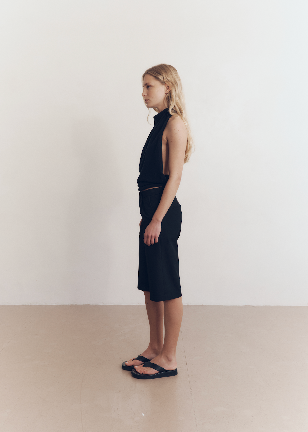 Model wearing Tara Shawl Top in Onyx — cashmere shawl top, All My Love