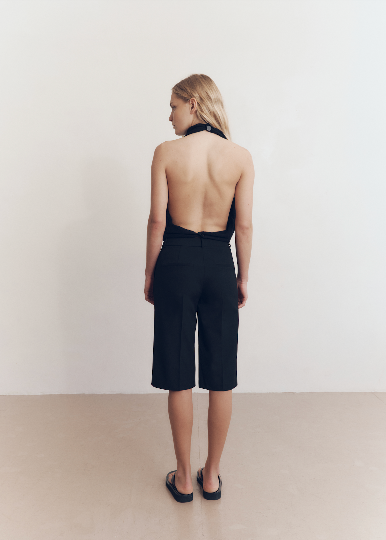 Model wearing Tara Shawl Top in Onyx — cashmere shawl top, All My Love